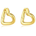 Trendy Simple Brass Plated 18K Gold Solid Gold and Silver Twisted Metal Heart Earrings