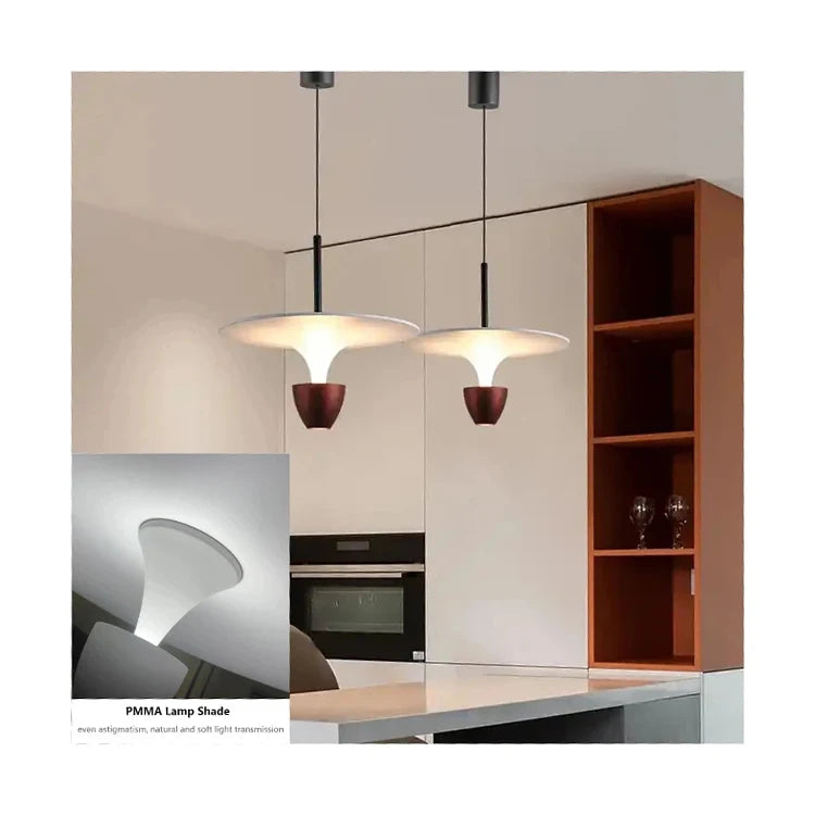 Simple and Creative UFO Chandelier bar and Restaurant Single Head Long Line Art Chandelier Household LED Adjustable Chandelier
