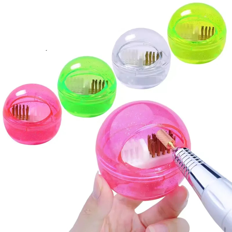 Portable Dust Cleaning Tool Nail Art Cleaner Tool Case with Steel Wire Brush and Nylon Brush