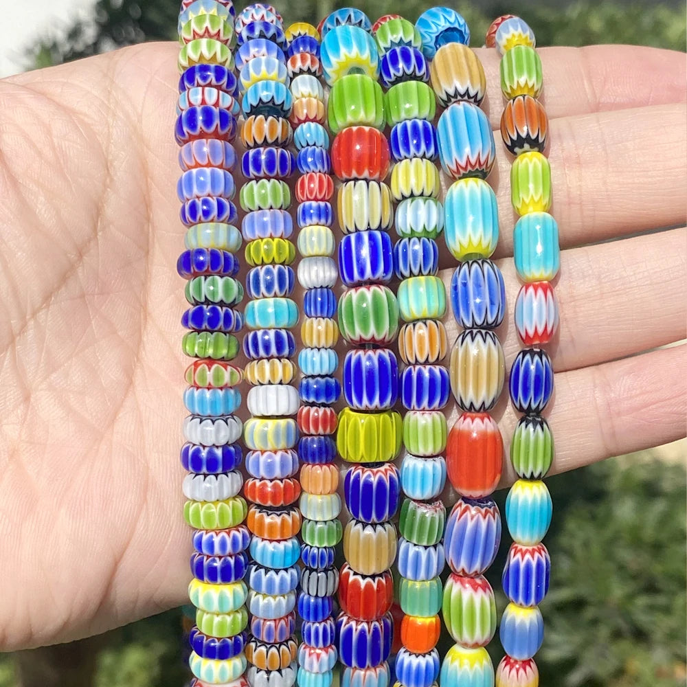 Wholesale 5-8mm Colorful Glass Beads Thousand Flower Pumpkin Abacus Rice Loose Beads for Jewelry Making DIY Bracelet Necklace