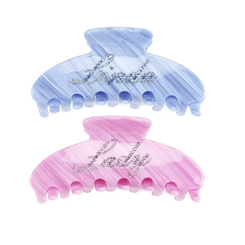 Cellulose Acetate Letters Hair Claw Clip Glitter Rhinestones Word Hair Claw Support Customization Word and Color