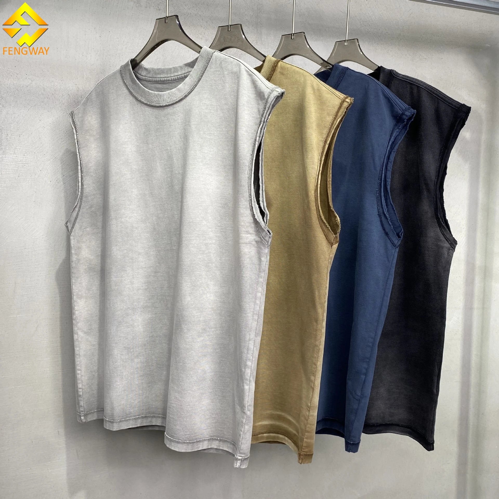 Wholesale Vintage Custom Logo Eco-Friendly Breathable Cotton Running Singlet Muscle Athletic Shirts Sleeveless Fitness Wear