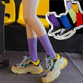 Wholesale Classic Purple Yellow Black White Plain Socks Famale Casual Thin Cotton Crew Socks for Women