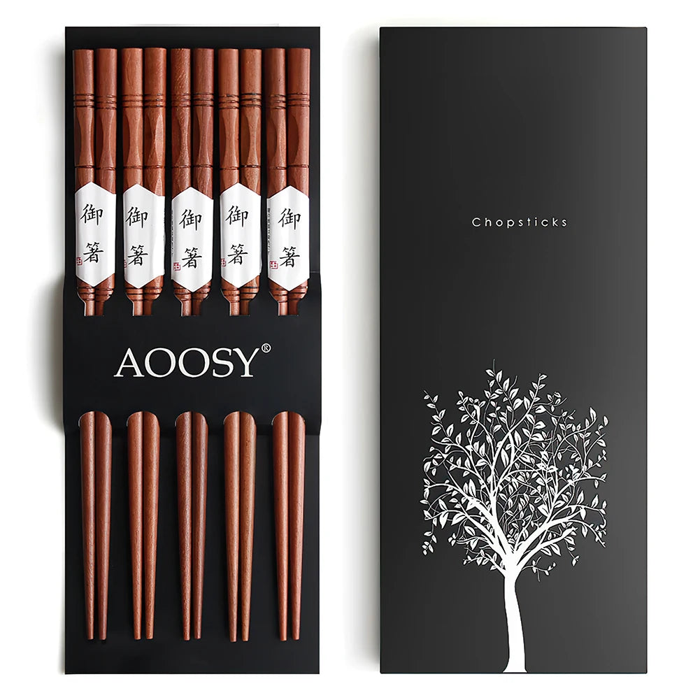 Custom Logo Wooden and Bamboo ChopsticksReusable Chinese Japanese Korean Sushi Chop Sticks Set