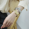 Oversize Gold-Plated Twisted Wavy Hammered Alloy Cuff Bracelet Women's Bohemian Fashion Party Trendy Bangle MM B77