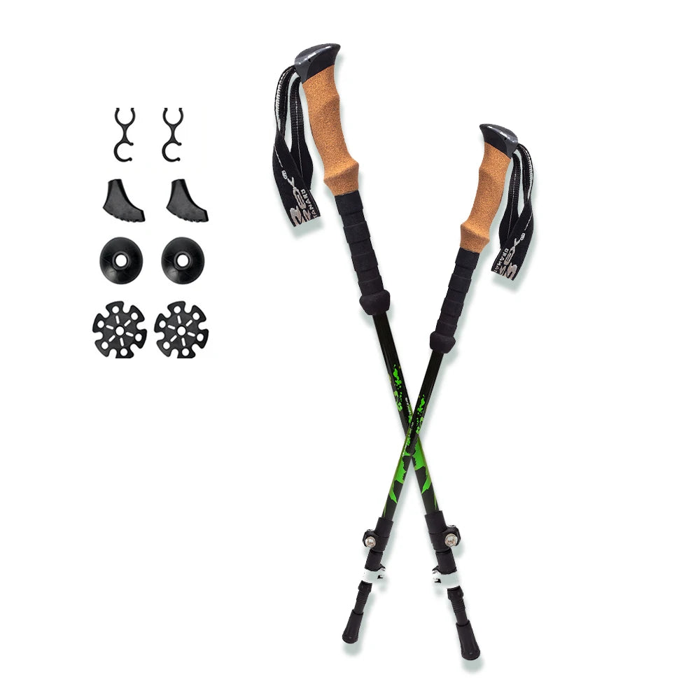 Ultra-light 3-Section Nordic Walking Stick Anti-Shock Carbon Fiber Trekking Poles for Hiking and Trekking