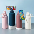 Custom Wide Mouth 32OZ Stainless Steel Sport Water Bottle Vacuum Flask Travel Tumbler  with Magnetic Phone Holder Cap Gift
