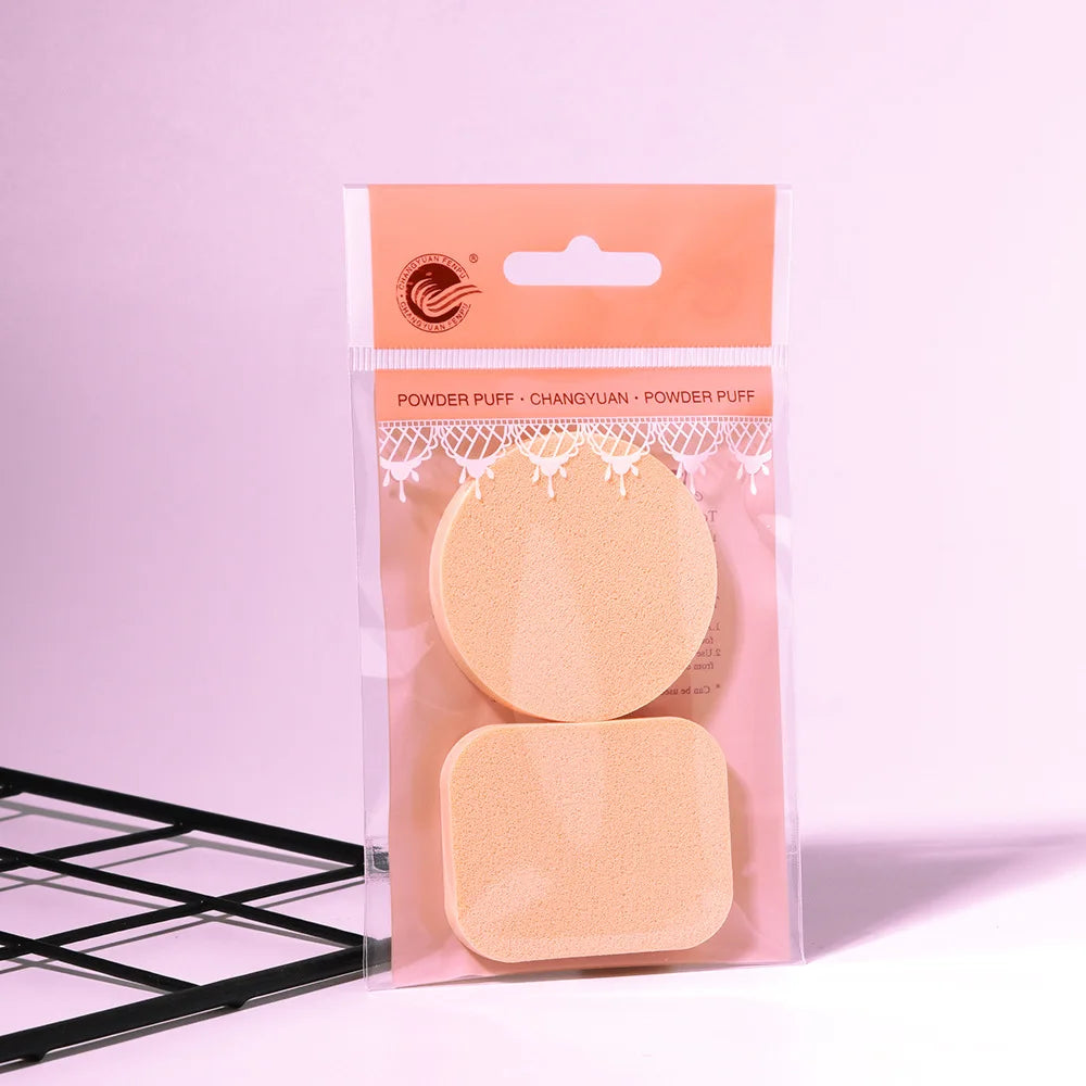 2pcs/bag Round/Square Foundation Puff Wet and Dry Use Soft Latex Beauty Cosmetic Makeup Sponge Powder Puff Face Cleaning Tools