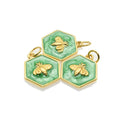 New Arrival Green Enamel Gold Plating Hexagon Shape Lovely Insect Bee Pendant Charms for Fashion Women Jewelry Making Findings