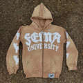 US Free Tax Custom 500Gsm Heavyweight Vintage Acid Wash SunFaded Distressed Patch Applique Embroidery Boxy Cropped Zip up Hoodie