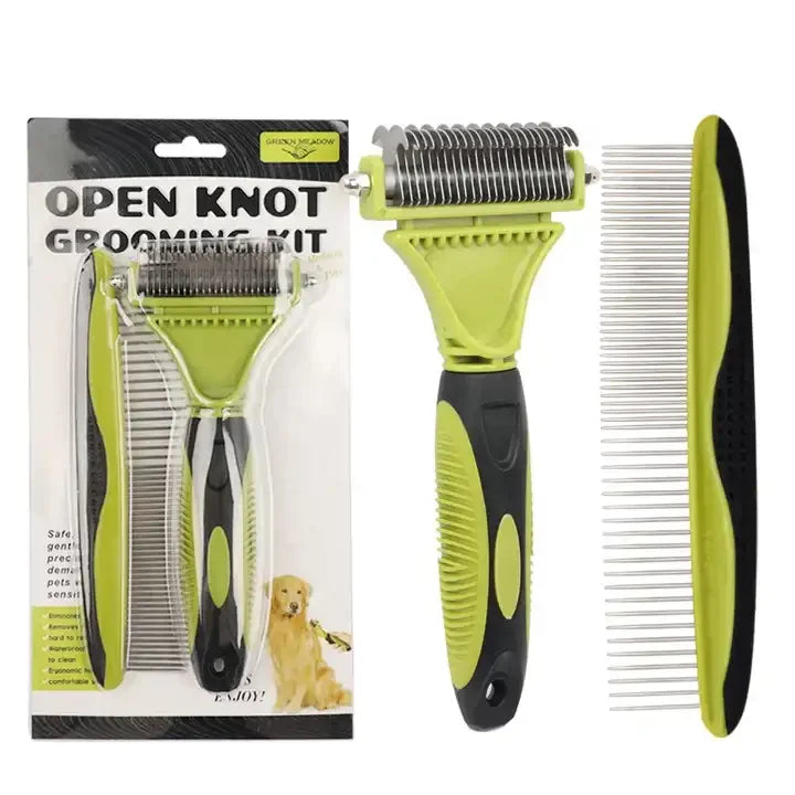 Custom Logo 2 in 1 Cat Hair Brush Matel Dog Undercoat Rake Pet Grooming Comb