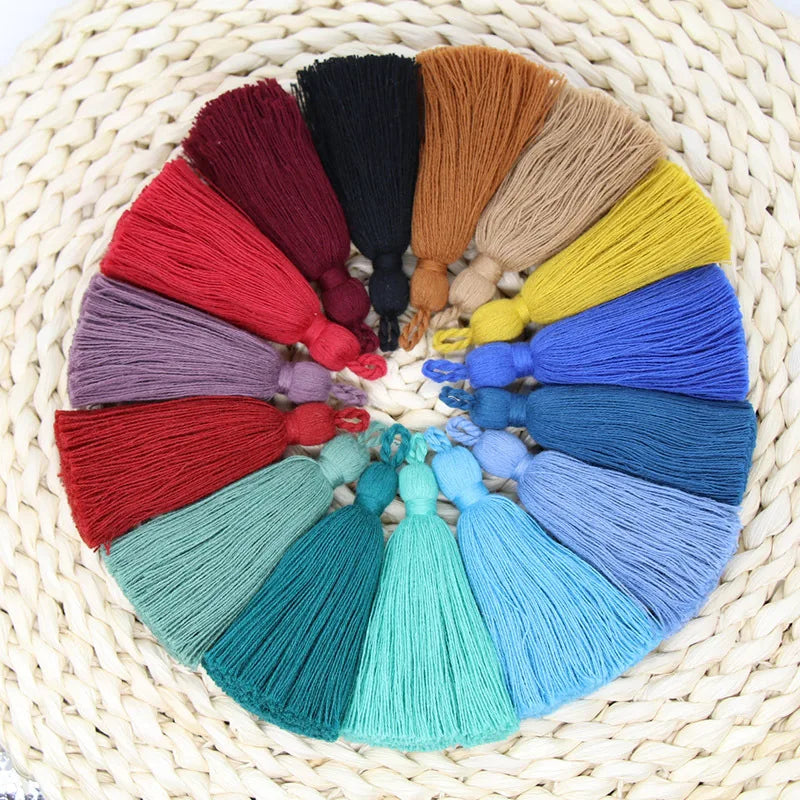 Free Sample Large Cotton Tassel Keychain Multi-Color Silk Tassel with Washable Leather for Garments Decorations Curtains