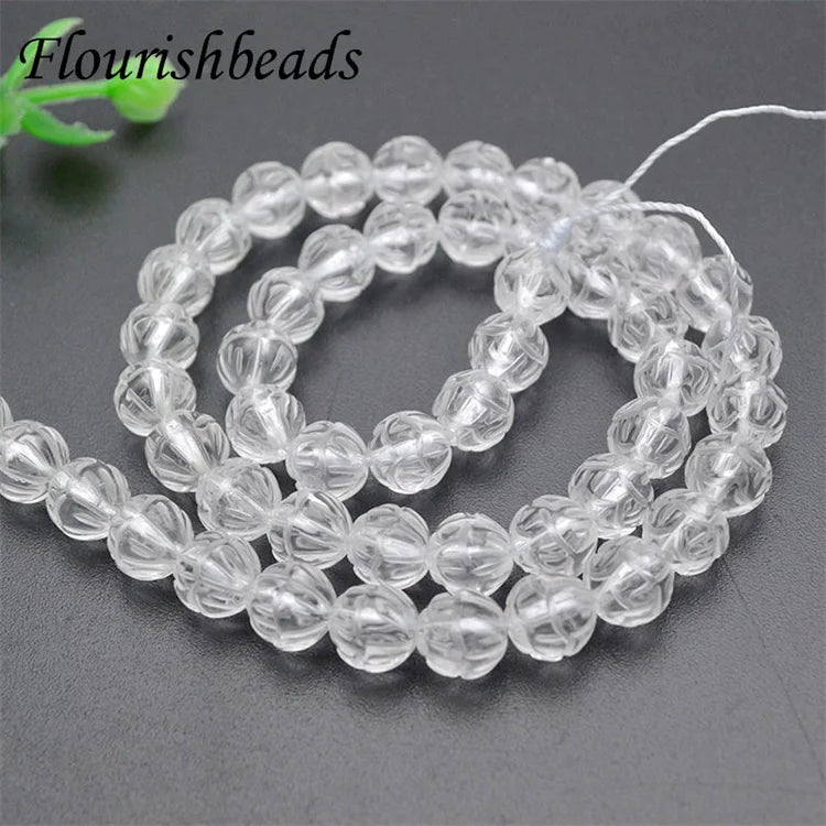 Wholesale Natural Gemstone 8mm Lotus Natural Stone Healing Energy Crystal Beads for DIY Jewelry Necklace Bracelet Making