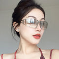 Advanced Sense Y2K Sunglasses UV400 Optical Concave Shape Frame Water Silver Multi-Color Hollow Metal Plastic Lens Logo Position