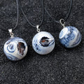 High Quality Agate Crystal Hole Ghost Eye Necklace Pendant Natural Crystal Round Ball Pendant