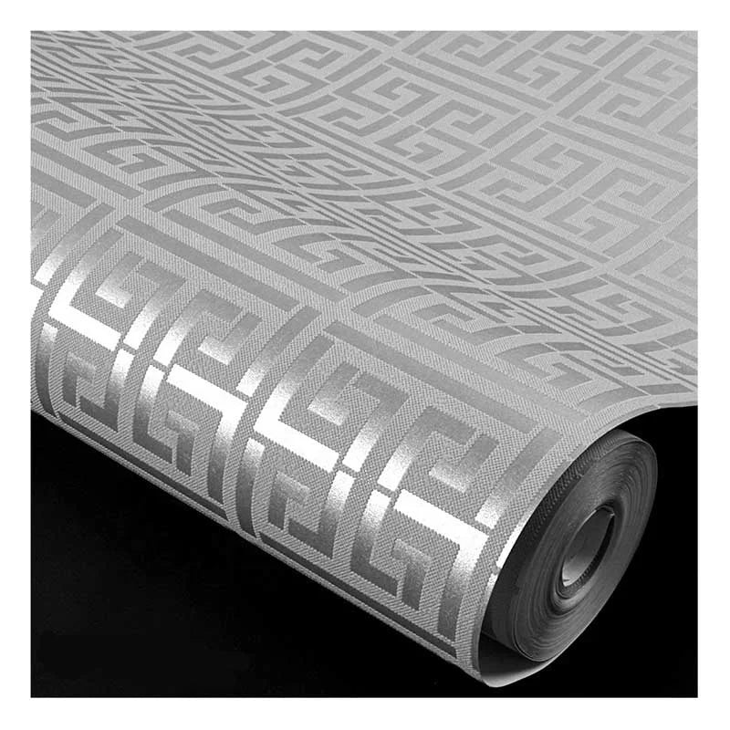 Home Bedroom Tv Background Wall Decor Grey and Sliver Non Woven Wallpaper Deep Embossed Wall Paper for Living Room