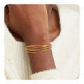 18K Gold Plated Stainless Steel  Chunky Multi-Layer Cross Thread Open Bracelet Hollow Sleeve Fashion Jewelry Bracelets Bangles
