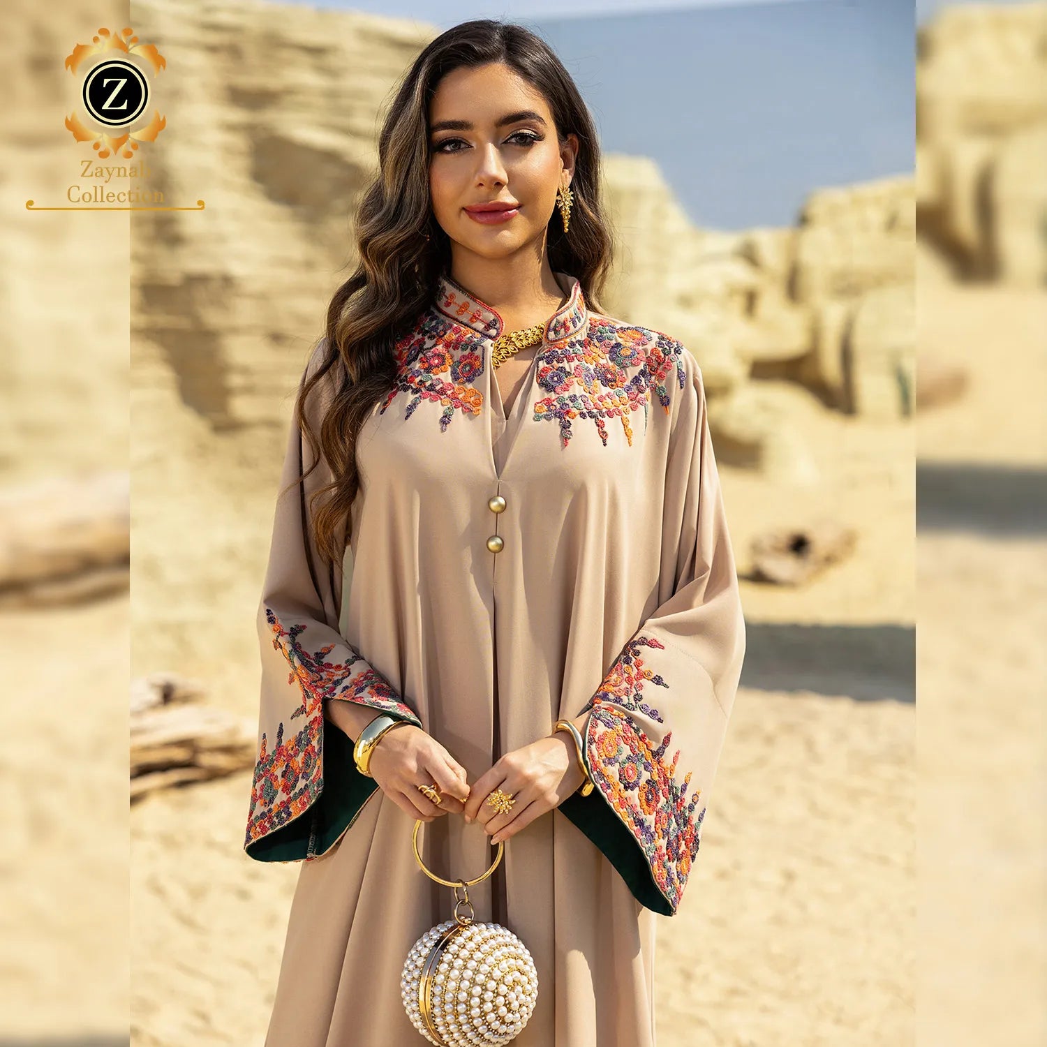 Zaynab Elegant Jalabiya Balloon Sleeve New Abaya Simple Ramadan Dress Women Muslim Open Elegant Jalabiya