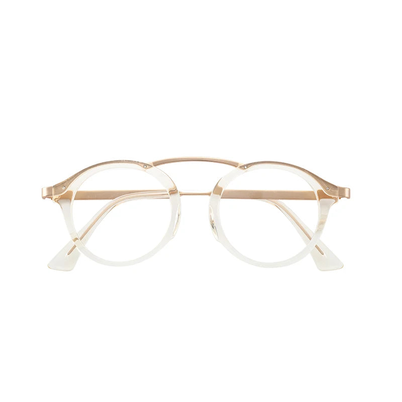 Fashion Round Glasses Frames Acetate Double Bridge Eyeglasses Eyewear