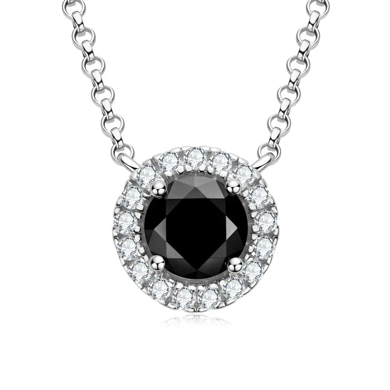 Fashion Jewelry Grade D 1ct Black Moissanite Pendant Necklaces 925 Sterling Silver Simple Ice Out Moissanite Jewelry Women