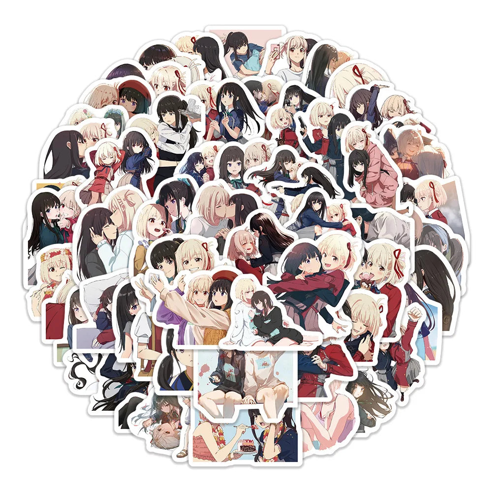 60PCS Japanese Manga Anime Girls Lycoris Recoil Sticker