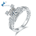 1ct Moissanite Ring - 925 Sterling Silver White Platinum Plated Women's Wedding Band Boho Chic Adjustable Fine Jewelry Gift