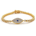 Devil Eye Charm Chain Bracelets for Women Thick Shiny CZ Diamond Geometric Tennis Chain Bracelet Bold Statement Jewelry