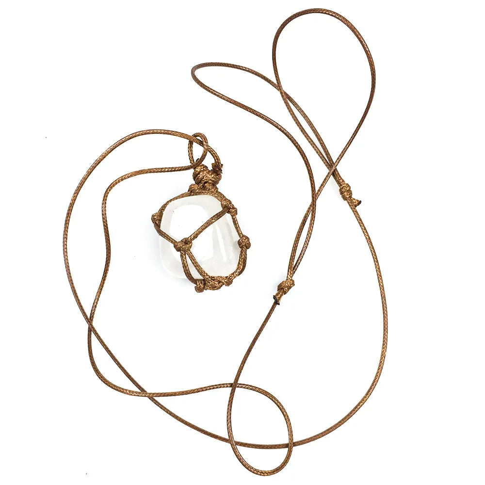 HZ Wholesale Crystal Beautiful clear Quartz Tumbled Shape Tree of Life Pendant Necklace for Gifts Jewelry