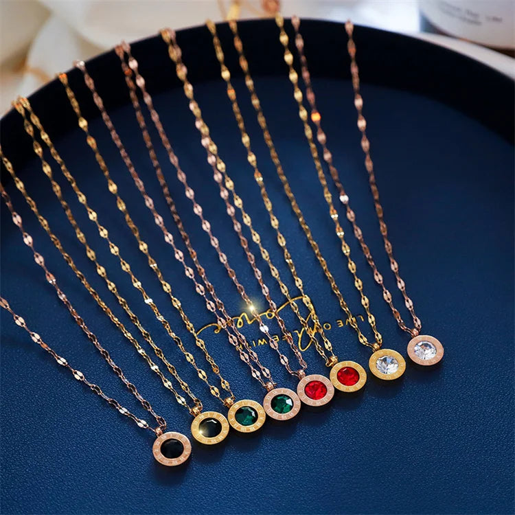Wholesale New Fine Jewelry Necklaces Stainless Steel  Fox Peanuts Gourd Roman Numeral Diamond Necklace