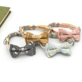 New Classic Plaid Collar Bell Daisy Cute Bow Tie  Collar for Small Medium Large Girl and Boy Cats