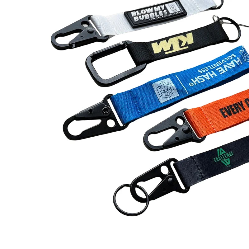 Lebei Custom Metal Hook PVC Plastic Motorcycle Car Carabiner Keychain With Bottle Opener Wrist Short Phone Lanyard Keychain