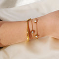 Fashion 18K Gold PVD Double Layer Stainless Steel Five-pointed Star Shaped White Shell Inlaid Women Bracelet Adjustable  Jewelry