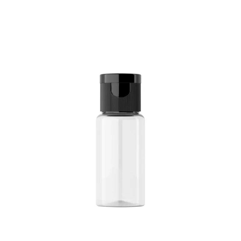 PET 15ml Plastic Round Cosmetic Lotion Bottles with Flip Cap for Travel clear Small Plastic Bottle