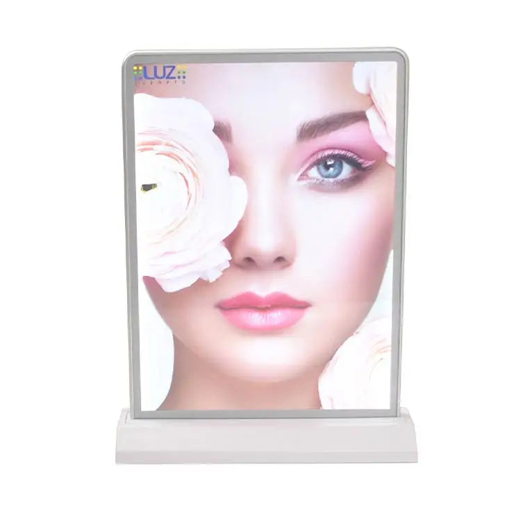 Rechargeable A4 Double Sided Battery Lighted Rectangle Crystal Acrylic Super Slim LED Light Box Frame