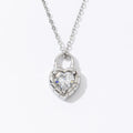 Classic Zircon Heart Design Silver Plated Stainless Steel Creative Love Lock Pendant Necklace