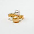 Bespoke Luxury 18K Gold Akoya and South Sea Pearl Ring for Women Shining Beads for Spring Fashion Jewelry Custom Personalized