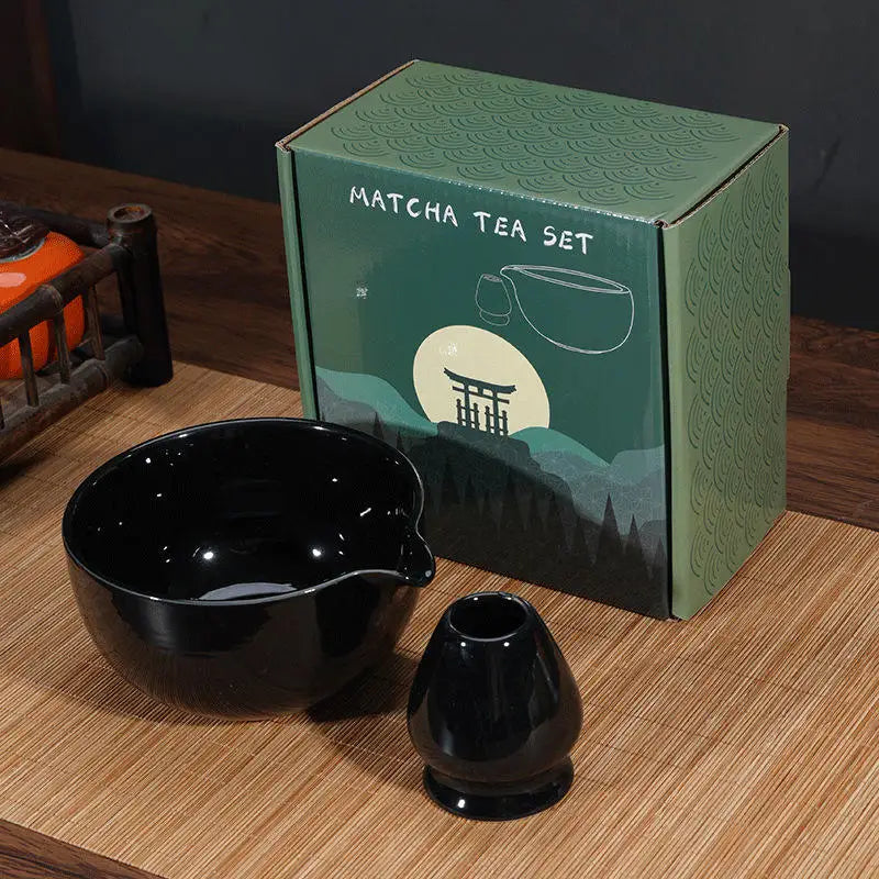 OEM ODM Handmade Japanese Style Matcha Chawan Set Colorful Bamboo Matcha Bowl with Whisk Holder and Spout for Tea Ceremony