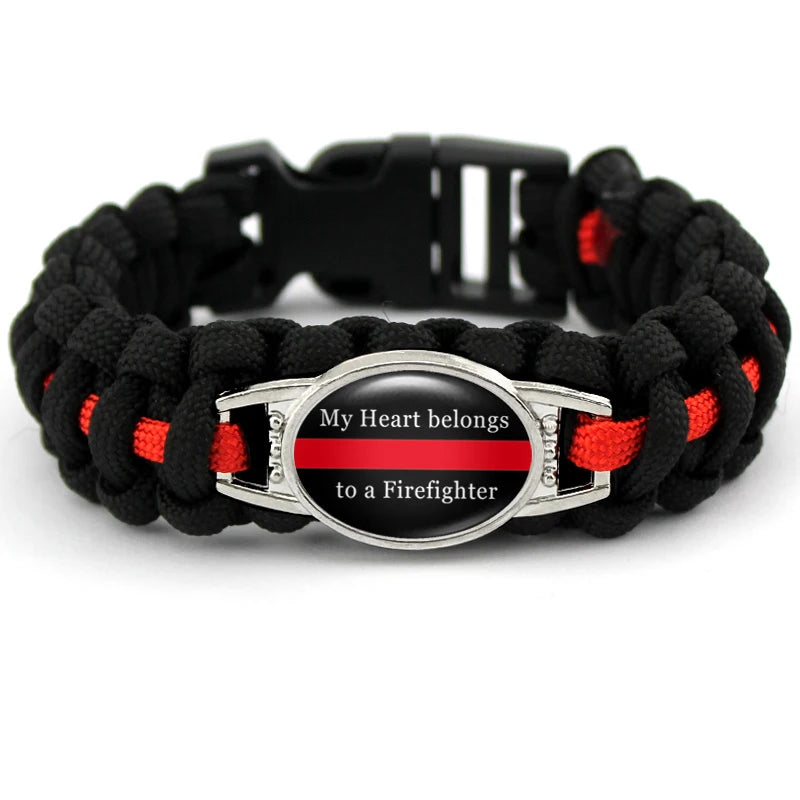 Manufacturer Firefighter Fireman Fire Wife Mom Dad Son Daughter Sister Nana Paracord Survival Bracelets for Firefighters