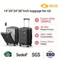 Wholesale Custom 20-Inch PC Carry-On Luggage Modern Cartoon Design Front Laptop Compartment USB Charging TSA Lock Spinner Wheels