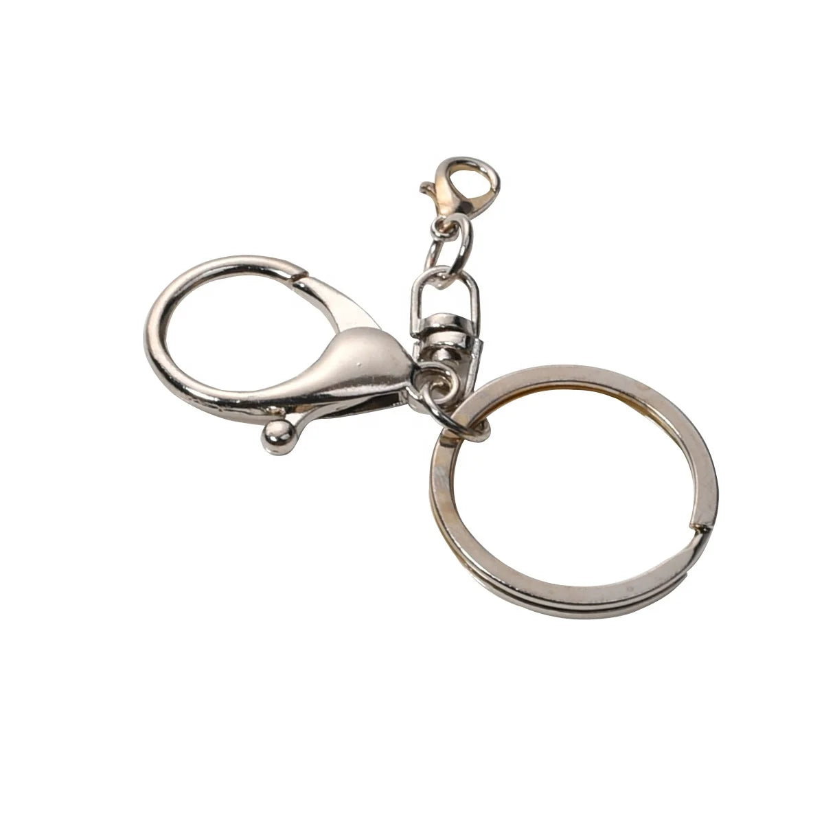 8-Shaped Buckle Pendant Keychain Three Four Piece Set Iron Material Silver Nickel Plated Lobster Clasp Stylish Modern Simplicity