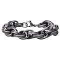 Simple Hook Buckle Geometric Classic Cuban Link Chain Cuff Bracelet 11mm Width High Quality Chunky Stainless Steel Silver Plated