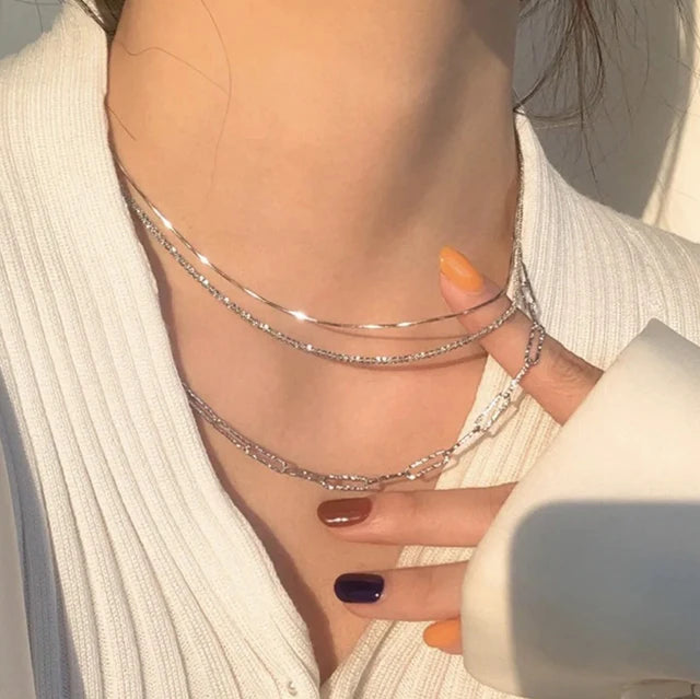 925 Sterling Silver Chain Necklace Jewelry Shiny Necklace Chain