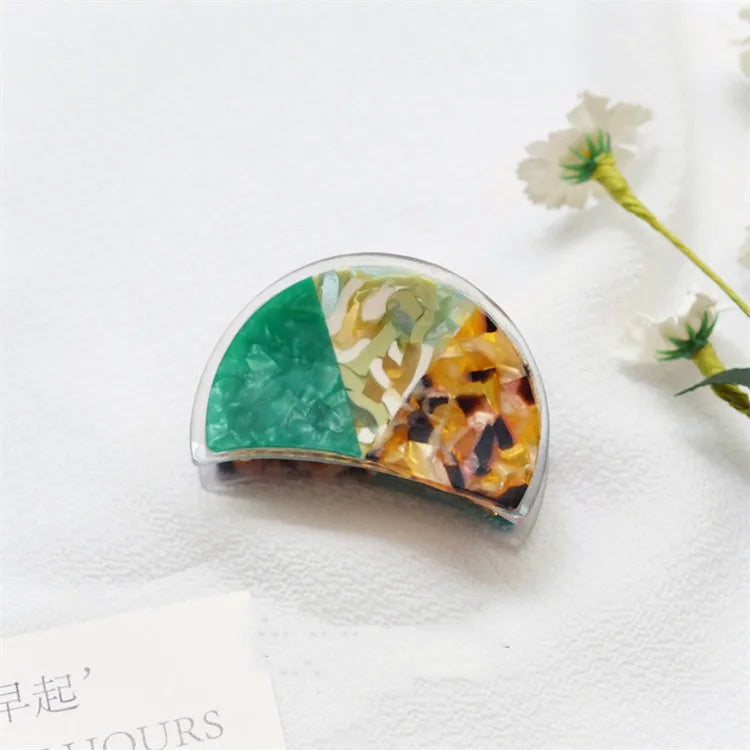 European Women Hair Clips Fashion Hair Accessories Hollow Geometric Girls Retro Romantic Acetic Acid Green Hair Claw