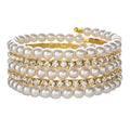 ZQ-07 Fashion Elastic Hand Jewelry Open Cuff Alloy Rhinestone Crystal Diamond Pearl Bangle Bracelet