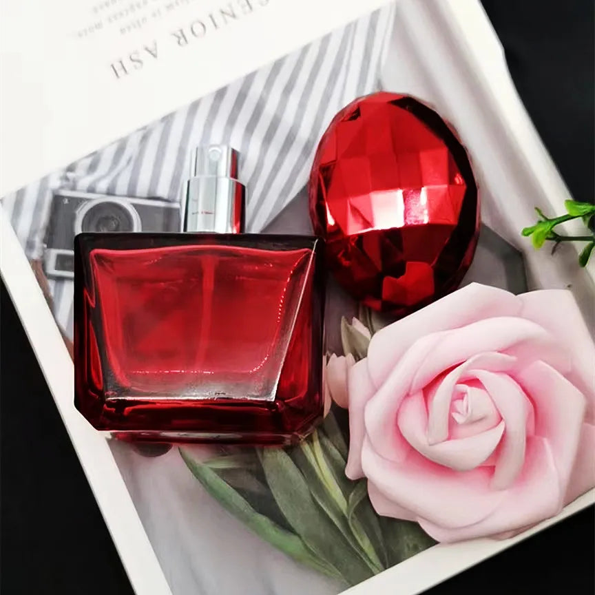 Hot Selling Natural Spray Perfume Bottle 50ml Red Black clear Body Hairline Portable Travel Spray Bottle