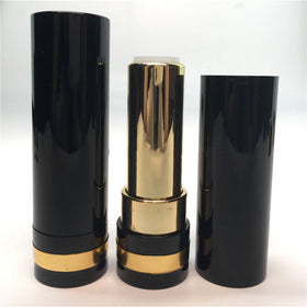 Yueshunxing Customize the Private Tag High-grade Luxury 3.5g Black and Gold Thick Tube Round Tube Lip Balm Tube Container Empty Lipstick