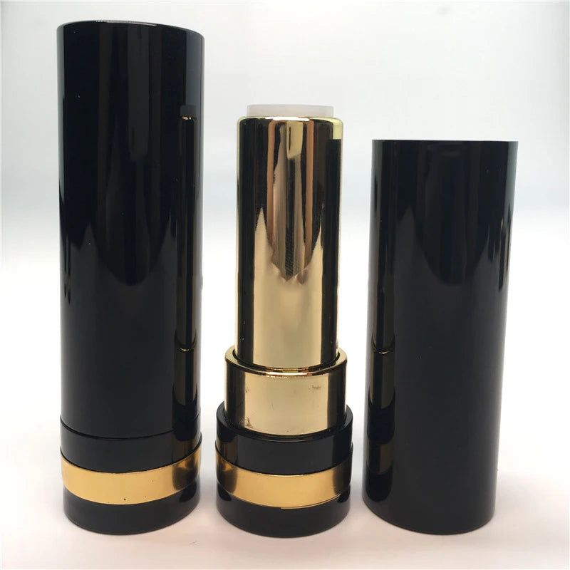 Yueshunxing Customize the Private Tag High-grade Luxury 3.5g Black and Gold Thick Tube Round Tube Lip Balm Tube Container Empty Lipstick