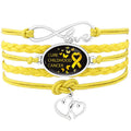 Be Brave Cure Disease Warrior Fighter Survivor Mom Hope Faith Love Childhood Cancer Yellow Gold Ribbon Awareness Bracelets