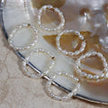 Fashion Freshwater Pearl Beaded Ring Elasticated Cute Finger Seed Bead Ring Set Adjustable Rings for Women