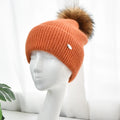 Winter Wool Knitted Beanie With Fur Pompom Distressed Knitted Slouchy Beanie Custom Logo Hat for Women